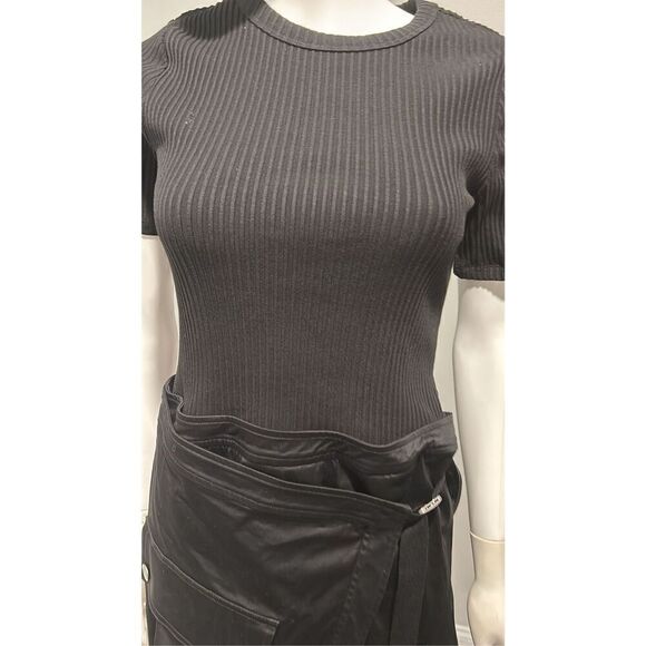 Veronica Beard Valerio Black Stretch Cotton Wrap-Effect Minidress Size Smalll - Picture 12 of 12